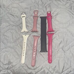 Set of 4 Watch Bands in Pink, light pink, Black, and Cream